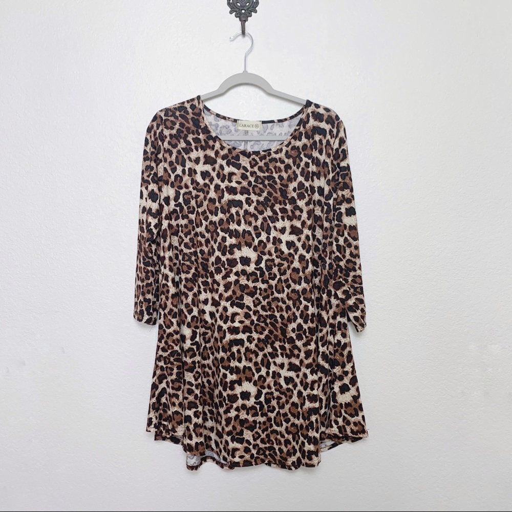 🆕 LARACE Leopard Print Long Sleeve Tunic Dress XL